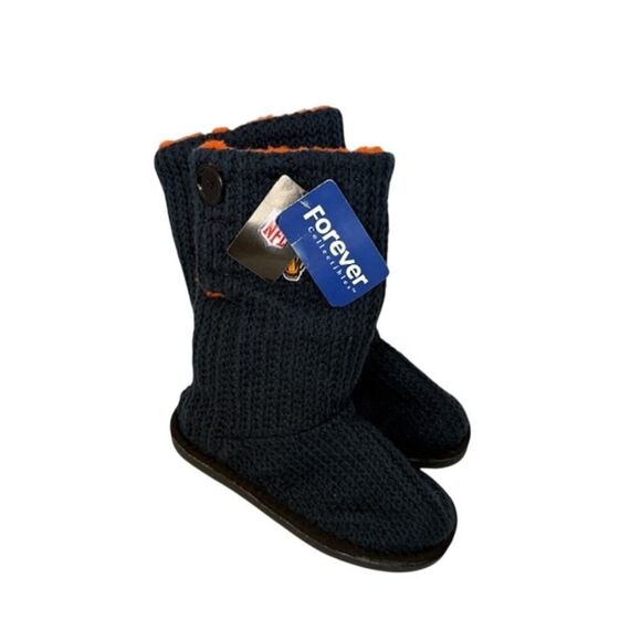 NWT NFL Chicago Bears Forever Collectibles Knit High End Button Boot Slipper S - Picture 4 of 8